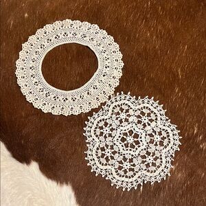 Vintage Handmade Crochet Doily set of 2